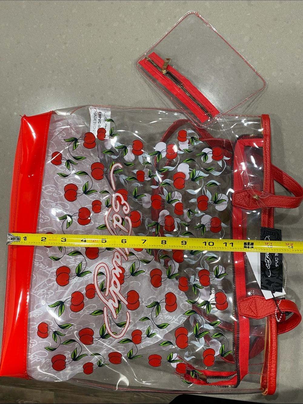 NWT ed hardy cherries pvc tote beach bag purse clear - Picture 5 of 5